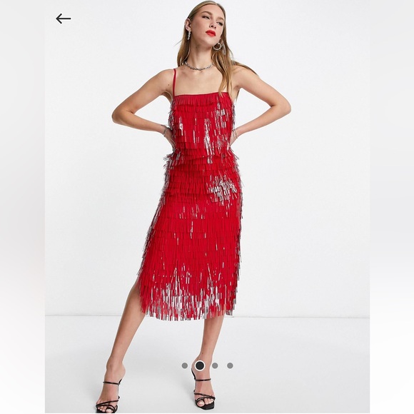 ASOS DESIGN shard detail midi dress in size US 4 - Picture 2 of 4